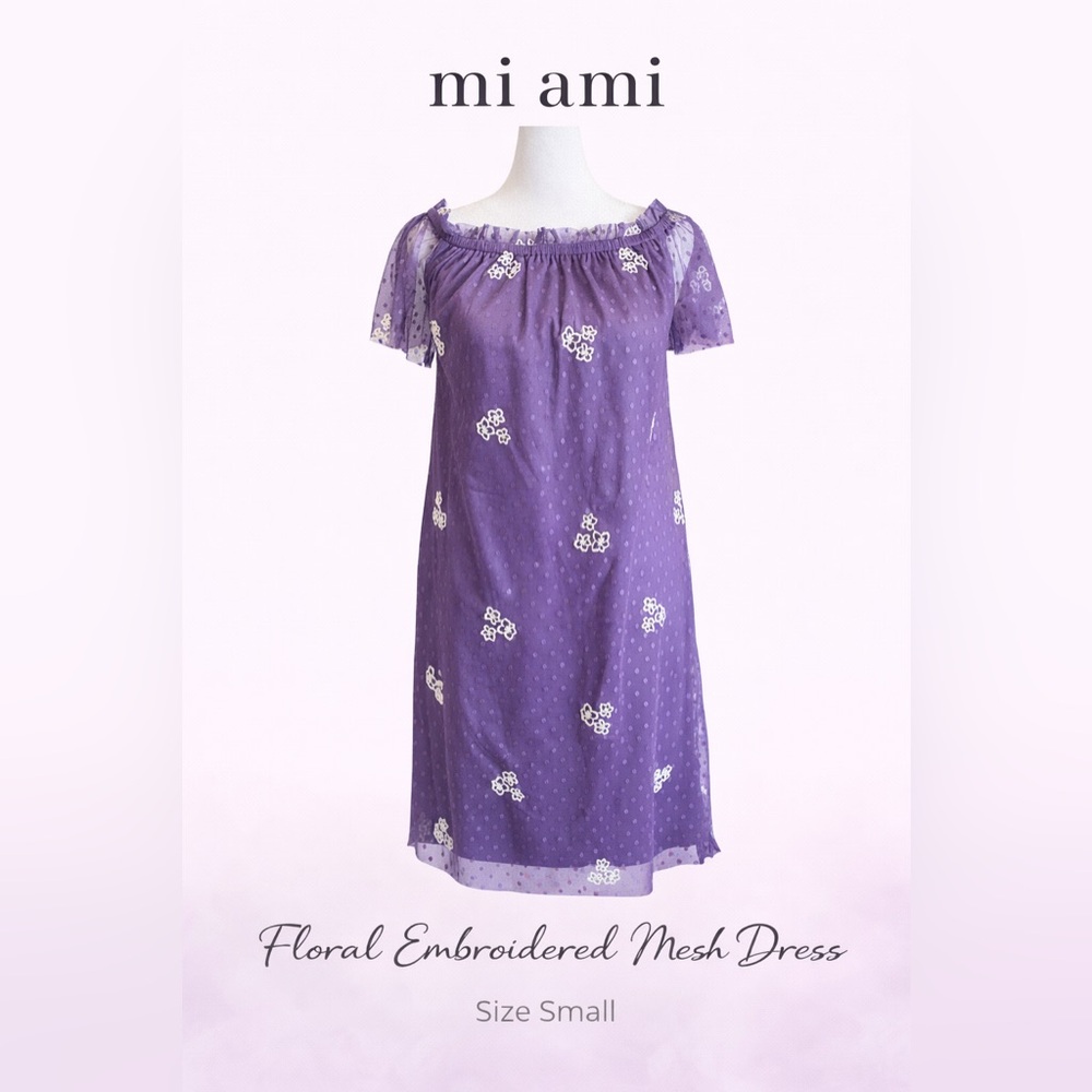 mi ami Purple Floral Embroidered Mesh Dress Pajamas